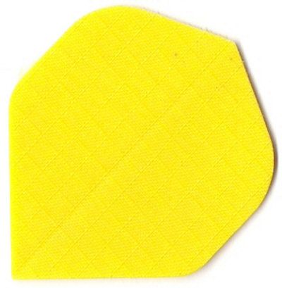 Das Bild zeigt ein gelbes Dart-Flight aus Nylon-Stoff in der Form N4. Die Oberfläche weist eine feine Struktur auf.